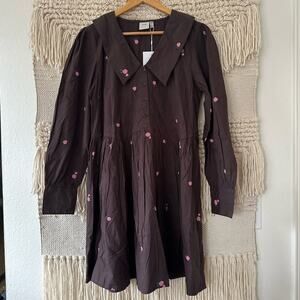 NWT: ICHI Rose Embroidered Mini Dress